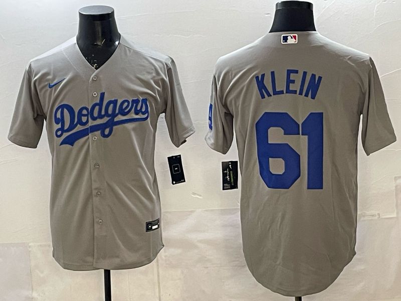 Men 2025 Nike Los Angeles Dodgers #61 Klein Grey Game MLB Jersey 01